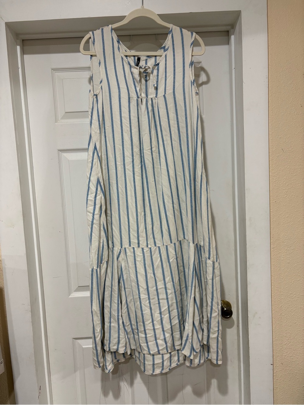 ANTONIO MELANI White Maxi Dress with Blue Stripes